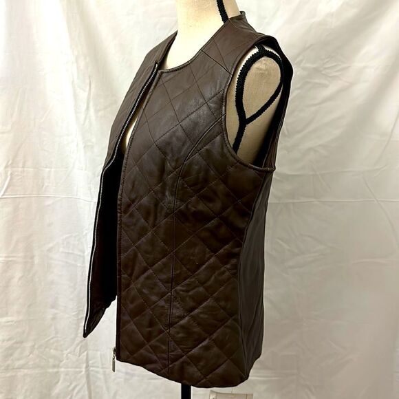 Pamela McCoy women’s brown leather vest size S - Picture 2 of 11